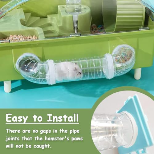 DIY Hamster Tunnel Adventure External Pipe, Transparent Connection Track Rat Toy Hamster Cage Accessories for Small Animals Sports Expand Space (White) - color: White