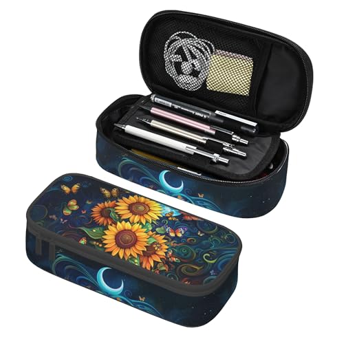 Yrebyou Sunflower Pencil Case Big Storage Pencil Pouch Multi-Functional Pen Bag Cute Lightweight Organizer for Aldult Office College - color: Yellow