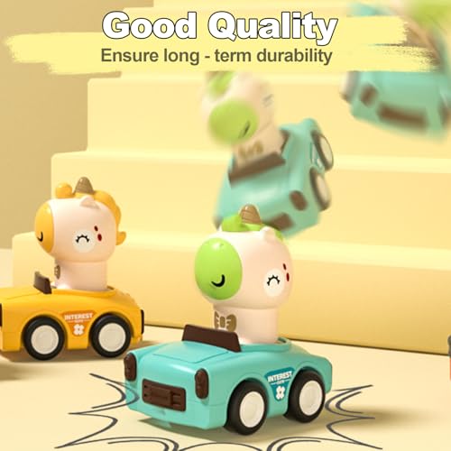 Press to Go Friction Inertia Car, Unicorn Toy Cars for Boys Girls | Animal Racing Cars Toys for Kids, Play Figure Vehicle Set, Birthday Gift for Boy Girl