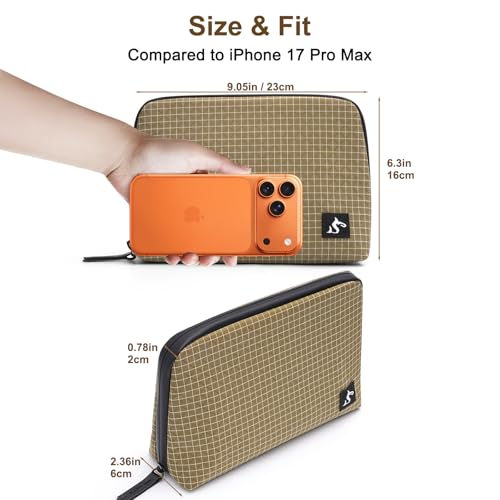 simtoper Electronic Organizer Travel Case – Waterproof Cable Bag for Cord, Charger, Hard Disk, Power Bank – Small Tech Storage for Travel, Backpack, Business Trip, Airplane - color: Brown Plaid, size: Large