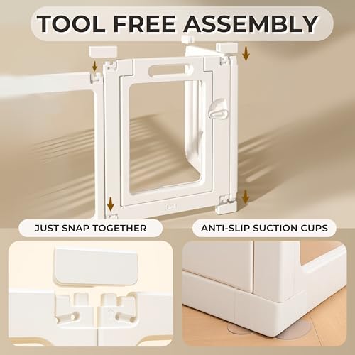 Clear Acrylic Dog Playpen – Escape-Proof Pet Pen, Whelping, Rabbit Hutch, Hamster Cage & Dog Pen – Washable, Tool-Free Assembly, Secure Door – Indoor Puppy Enclosure - Fuskee (White, 59 x 59, 12) - size: 59 x 59