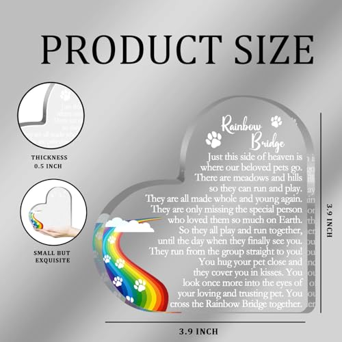 Rainbow Bridge Sign Decor, Pet Memorial Sympathy Gift for Loss of Dog Cat, Pet Loss Memorial Acrylic Decorations, Condolences Gifts for Pet Loss Remembrance Keepsake - color: Rainbow Bridge 02