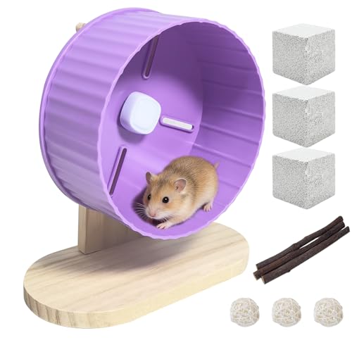 6.7in Silent Hamster Exercise Wheel Hamster Toy Cage Accessories with Adjustable Stand for Juvenile Gerbils Dwarf Hamsters (Purple) - color: Purple