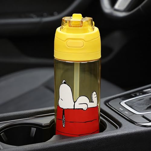 Bioworld Peanuts Snoopy Dog House Yellow 24 Oz Plastic Water Bottle With Dual Spout Lid - color: Peanuts Snoopy Dog House