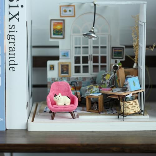 Mevodeata Cute Mini Cat Figurine with Small Sofa Resin Cat Figure for Office Home Decor - Cute Cat Gift for Cat Lovers (Pink Sofa) - color: Little Cat-pink