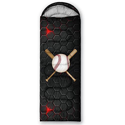 QOOMO Camping Sleeping Bags,3 Season Warm & Cool Weather,Lightweight,Waterproof Sleeping Bags for Adults & Kids,Traveling,and Outdoors,Camping Gear Equipment - color: Baseball 2