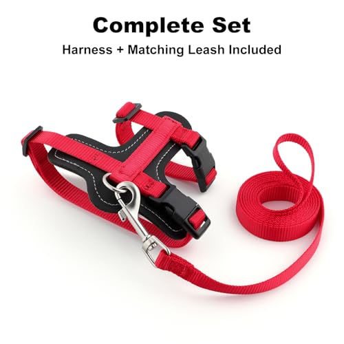 Plutus Pet Adjustable Cat Harness and Leash Set, with Leather Trim | Quick Release, Escape Proof Nylon Vest, for Kitten Small Medium Large Cats, Red - color: Red