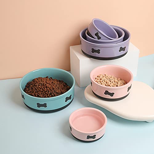 Sweejar Ceramic Dog Bowls with Bone Pattern, Dog Food Dish for Medium Dogs, Porcelain Pet Bowl for Water 35 Fl Oz (Turquoise) - color: Turquoise, style: Bone Pattern,6.8"x 2.9"(35 Fl Oz)