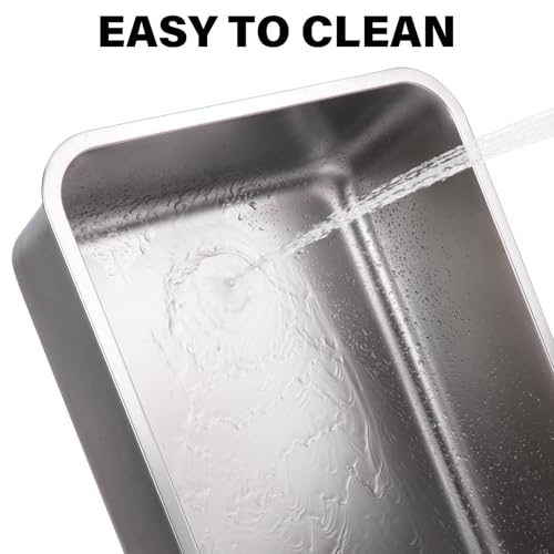 Stainless Steel Cat Litter Box,Medium Metal Litter Box 2pcs | 2 Pack Box for Cats,Easy to Clean,Indoor,Cat LitterBox for kitty/Kitten Rabbit,Litter Pan,No Smell - color: M - 2pcs