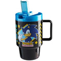 Get Trend Sonic the Hedgehog Kids Water Bottle with Straw 16.9 oz BPA Free Plastic Cup with Lid Handle Reusable Drinking Tumbler for School Gifts for Kids (Black Sonic) - color: Black Sonic