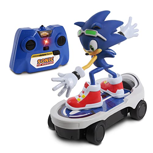 NKOK Sonic the Hedgehog Free Rider R/C Skateboard with Turbo Boost, Ages 6+ | Full-function RC skateboarder, rubber tires, adjustable front wheel, officially licensed, ages 6+, requires 6 AA batteries - style: Sonic Free Rider