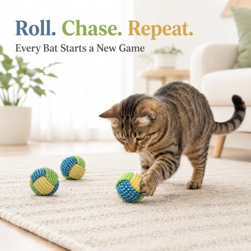 No Catnip Cat Toy Balls, 6 Pack Crinkle Chew Toys for Indoor Cats (Lime) - color: Lime