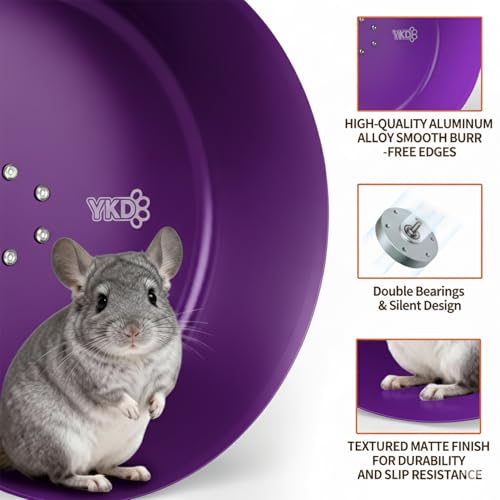 15" Aluminum Alloy Silent Chinchilla Exercise Wheel | Noiseless Running Wheel for Chinchilla, Rat, Hedgehogs, Squirrels and Small Pets (Purple) - color: Purple