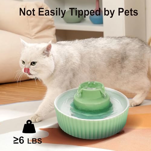 Lawfery Ceramic Cat Water Fountain, 2.1L/71oz Cupcake Pet Fountain | 3 Carbon Filters, 2 Quiet Pumps, Heavy Ceramic Body, and 360° Drinking Area, Drinking Bowl for Indoor Cats and Small Dogs