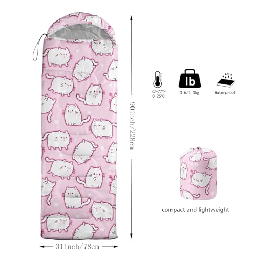 Galaxy Wolf Camping Sleeping Bags Warm & Cool Weather Waterproof Backpacking Blue Purple Starry Sky Sleeping Bag All Seasons Camping, for Adult Kids Boy Girls Camping Gear Equipment, Traveling - color: G-Cat4