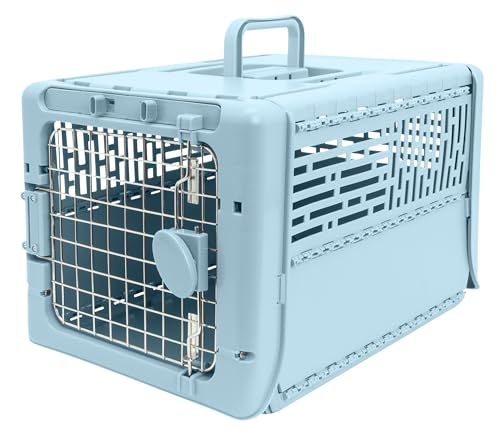 SportPet Designs Collapsible X-Small Pet Travel Carrier (Blue), Hard-Sided Kennel for Small Dogs, Puppies, Cats, Kittens, Animals up to 20lbs, Washable Home & Outdoor Pet Crate, 19.6"L x 13.5"W x 12"H - color: 19" X-Small (Blue)