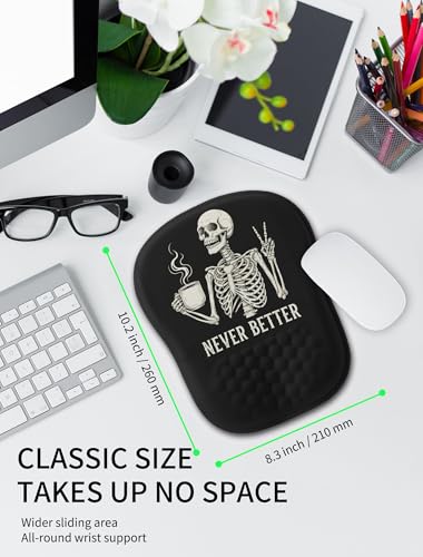 Hokafenle Ergonomic Wrist-Hugging Mouse Pad Wrist Support, U-Shaped Holding Wrist Rest Mousepad for Carpal Tunnel Pain Relief with Cushioned Memory Foam Slope Massage Bulge (10.2x8.3 in,Never Better) - color: Never Better