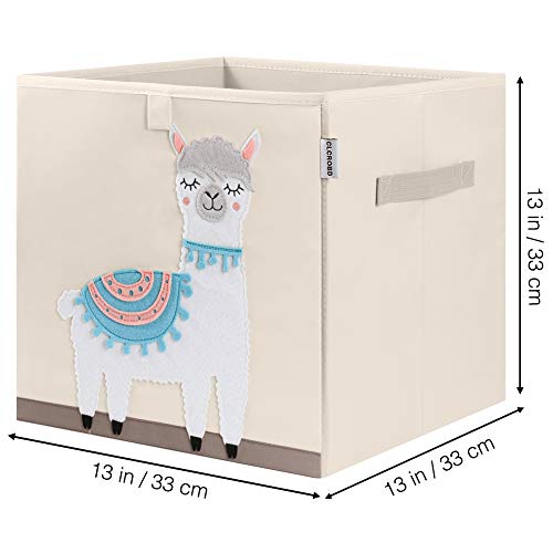 13 Inch Animal Cube Storage Bins, Foldable Fabric Kids Toy Box & Toy Chest | Kids Storage Cubes, Toy Storage Organizer Basket for Toddlers, Boys and Girls, Playroom and Nursery (Llama) - color: Llama