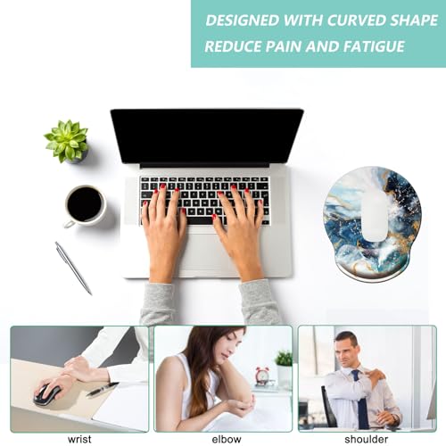 Mouse Pad with Wrist Support, Ergonomic Mouse Pad with Memory Foam Wrist Rest Cushion, Non-Slip Rubber Base Gaming Mice Pad for Home Office Computer Laptop, Green Golden Marble - color: Green golden marble