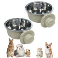 2 Pcs Crate Dog Bowl,Lightweight Stainless Steel Pet Bowls,Kennel Feeder | Removable Kennel Hanging Food Water Feeder No Spilll, Cage Coop Cup for Puppy Cat Rabbit Bunny Ferret Birds Guinea Pigs - size: 2pcs