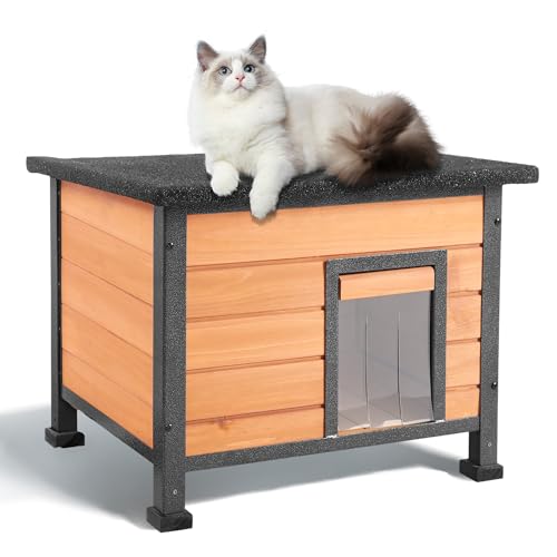 Outdoor Cat House，Outdoor Cat House Weatherproof, Openable Asphalt Roofs，cat House for Cats, Dog, Small to Medium Pets, Large Wooden Cat Houses