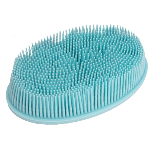 DNC Exfoliating Silicone Body Scrubber Shower Bath Body Brush loofah Easy to Clean, Lathers Well, Eco Friendly, Long Lasting (Blue - color: Blue