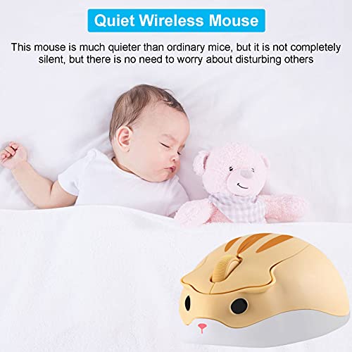 CHUYI Hamster Wireless Mouse, Cute Animal Optical Aesthetics Silent Mouse Portable Cordless Mute Mice for Travel School Office for Computer Laptop PC (Yellow) - color: Yellow