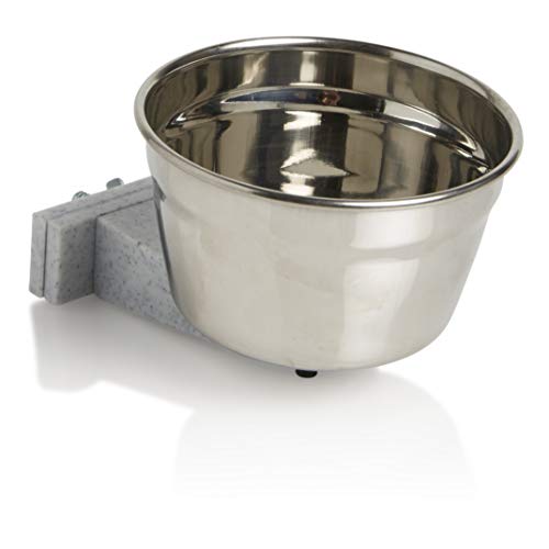 Lixit® Stainless Steel Kennel Food or Water Bowl - Non Spill Hanging Removable Crate Bowls - Carrier Cage Dish for Dogs or Cats for Feeding and Drinking (Stainless Steel, 20 Ounce (Pack of 2)) - size: 20 oz (Pack of 2)