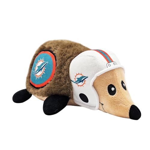 NFL Miami Dolphins Plush Hedgehog Toy for Dogs & Cats, Cool Soft Pet Toy for Fun and Interactive Play, Dog Chew Toy with Squeaker, Licensed Hot Pet Toy - color: Miami Dolphins