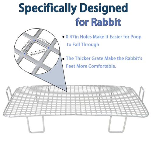 Large Stainless Steel Rabbit Litter Box,Bunny Litter Pan with Widened Grid,Toilet Tray,High Back Wall,Deep Waste Storage (Large) - size: Large