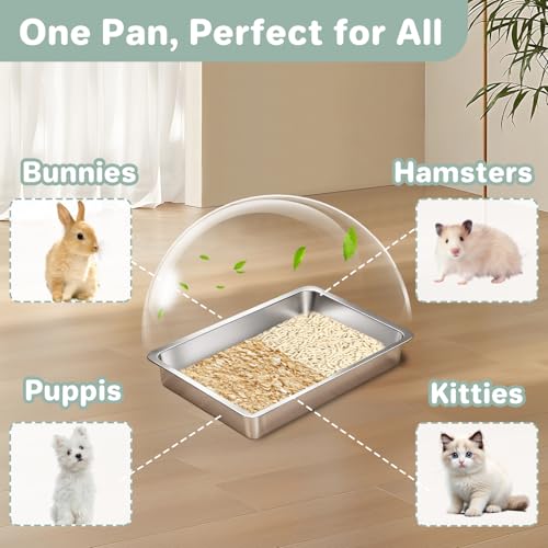 Low Entry Stainless Steel Cat Litter Box for Kittens, Metal Kitty Shallow Litter Box, Easy Access Kitty Litter Pan Tray, Easy Cleaning -17.72'' Lx 13.78'' W x 2.76'' H - color: 1 pack-17.72'' Lx 13.78'' W x 2.76'' H