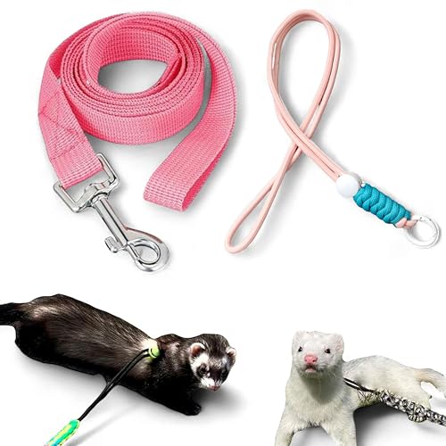 Ferret Leash Harness Adjustable Squirrel, Ferret Leash and Harness Sets for Ferrets Guinea Pig Chinchilla Rat Dragon Bearded Small Animal, Pet Squirrel Ferrets Accessories (Pink) - color: Pink