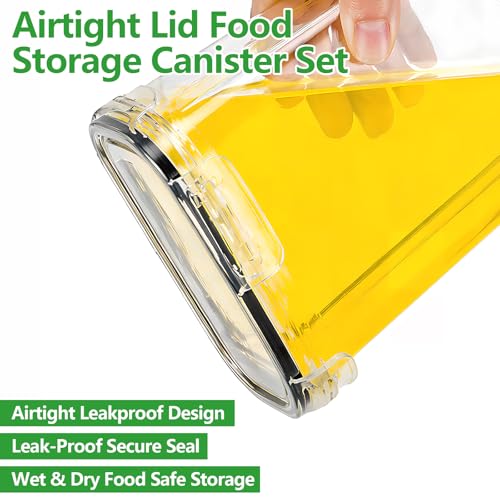 4pcs 4L Airtight Plastic Canisters, Kitchen Pantry Dry Food Storage | 4pk 4L airtight canisters, tight sealed lids lock out moisture. Premium plastic, stackable for all kitchen dry foods - size: 4 pcs(4L)