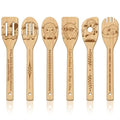 GLOBLELAND 6 Pcs Cute Sheep Wooden Spoons Utensil Set Cute Cartoon Sheep Bamboo Carving Kitchen Cooking Utensils Wooden Engraved Cooking Spatula Sets for Kitchen Fun House Warming Gift - color: Sheep