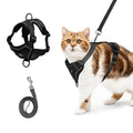 shudyear Cat Chest Harness and Leash Set Adjustable Anti-Escape Soft Mesh Cat Vest for Walking Outdoor (Blcak, L) - size: L