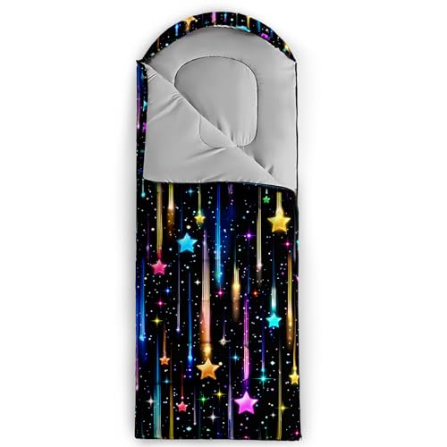 QOOMO Camping Sleeping Bags,3 Season Warm & Cool Weather,Lightweight,Waterproof Sleeping Bags for Adults & Kids,Traveling,and Outdoors,Camping Gear Equipment - color: Glitter Star 12