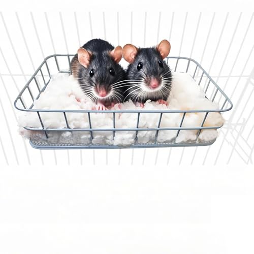 JSLZF Rat Bed, Cage Platform Accessories, Metal Ferret Hammock with Mat, Chew Proof Hanging Squirrel Ledge, Small Animal Habitat for Hamster, Sugar Glider, Blue