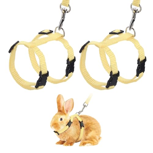 Rabbit Harness and Leash, Escape Proof Bunny Cat Leash Small Animal Harness Soft Adjustable Buckle(2Pcs, Beige) for Bunny Kitten Cats Puppies Walking Hiking Training - color: Beige