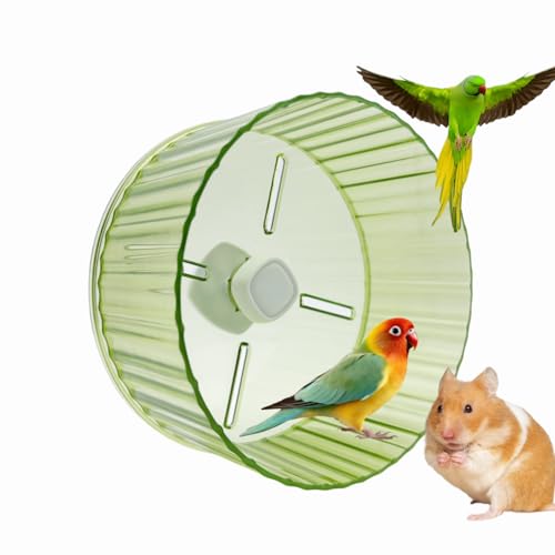 Birds Running Wheel Exercise Toys, Parrot Hamster Exercise Wheel Toy, Quiet Running Wheel for Parrots Bird Parakeets Hamster Guinea Pig Budgie Lovebird and More (Green)
