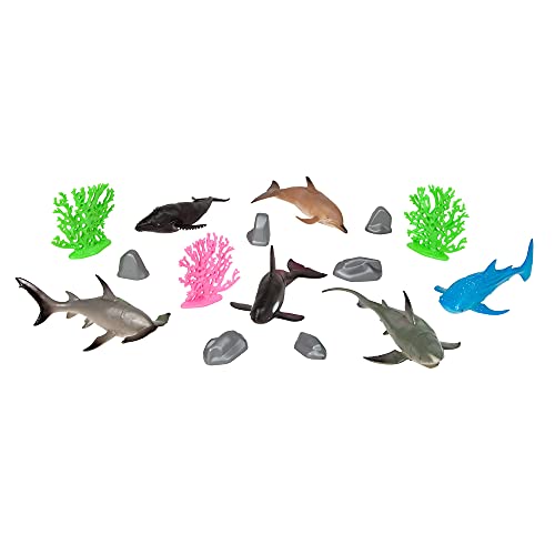 World of Animals 60-Piece Animal Figure Playset, 4 Animal Habitats, Ages 3+ | Includes Dinosaurs, Safari, Marine and Farm Animals with Trees, Coral and Rocks for Habitat Learning and Pretend Play