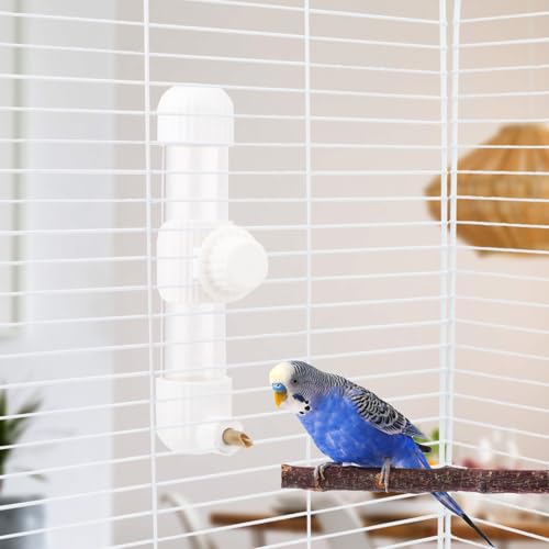 Hypeety Leak-Proof Bird Water Bottle for Cage Clear No Spill Bird Dispenser | Automatic no-drip bottle, with spring valve, 7.4 fl oz/220 ml, white, for small parrots/budgies/cockatiels/lovebirds/parakeet - size: 7.4 oz/220 ml