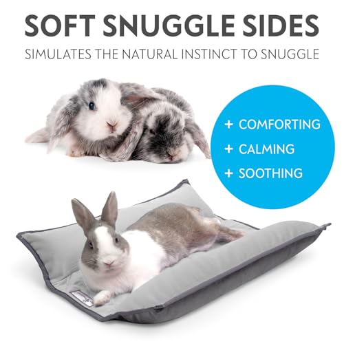 Paw Inspired Snuggle Bunny Bolster Bed, Gray/Light Gray, 17x17 Inch | Reversible Flop Mat, Ultra-Soft Fleece Bedding with Padded Sides for Rabbits, Cats, Dogs, Small Pets and Animals - color: Gray/Light Gray