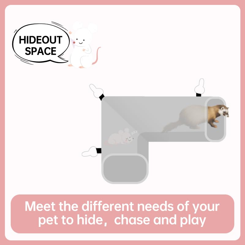 Rat Ferret Hammock Toys Cage Accessories, Guinea Pig Hideout Tunnel, Warm Bed for Rat Ferret Guinea Pig Sleep Hide and Play (3.Right Angle Tunnel) - color: 3.Right angle tunnel