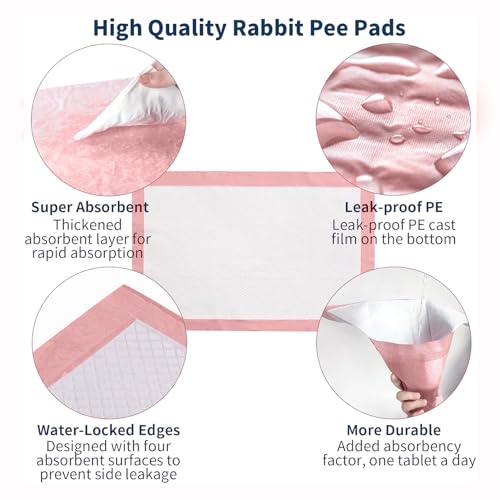 Tfwadmx Rabbit Pee Pads 100 Pcs 18"× 13" Disposable Cage Liners Leak-Proof Super Absorbent Potty Training Pad for Puppy Guinea Pigs Hedgehog Hamsters Chinchillas Cats and Other Small Animals - size: 100 Pcs-18" x 13" (Pink)