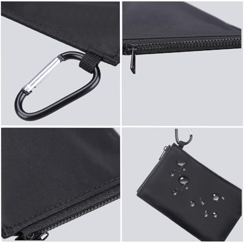 Tourmate Hanging Mouse Pouch for Travel Electronics - Waterproof Nylon Organizer Bag with Carabiner (4.7x3.1in) - Fits Chargers, Makeup, Office Supplies & Gym Essentials (Black)