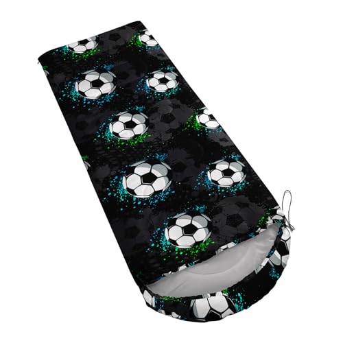 AILONEN Cartoon Car Sleeping Bags,Lightweight & Waterproof,3 Season Warm & Cool Weather,Cute Stars Printed Vehicles Transportation Sleeping Bags for Boys,Kids,Adults Travelling,Outdoors - color: Soccer2