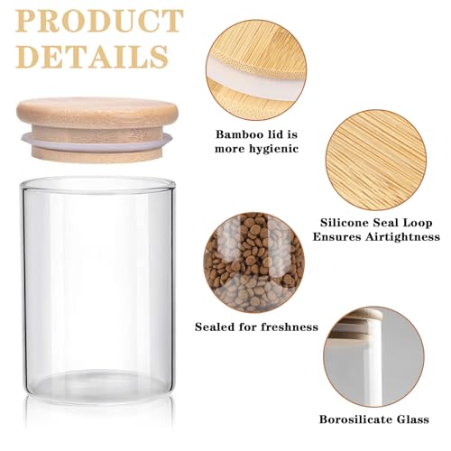 Dog Treat Jar-Dog Treat Container-with 3 Glass Jars and1bambootray,Fashionable Treat Containers with Lids for Pets-Cat Treat Container Glass & Bamboo Combo Set,for Cat Dog Treat Organizer(3 * 25oz)
