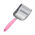 Cat Litter Scoop, Aluminum Alloy Sifter, Kitty Metal Scooper, Deep Shovel, Long Handle, Poop Sifting, Kitten Pooper Lifter, Durable, Heavy Duty, for Litter Box - color: POLISHED Aluminum \ #10 Pink Handle, size: Small