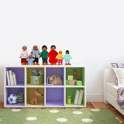 ONEST 17 Pieces Wooden Dollhouse Family Set Mini People Figures Dog Cat Sets Dollhouse Dolls Wooden Doll Family Pretend Play Figures Accessories for Pretend Doll House - style: G Set