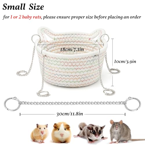 JWShang Rat Hanging Basket Bed for Cage - Chew Proof Small Animal Hammock with Sturdy Chains, Durable Rat Sleeping Nest for Mice Guinea Pig Chinchilla Sugar Glider Ferret (S) - size: Small